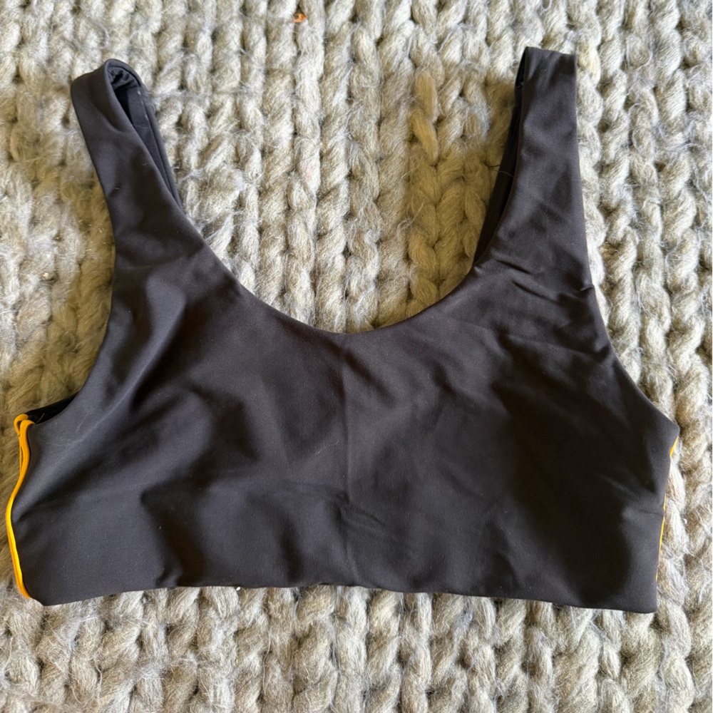 The Upside Black Swim Bottoms with Yellow Trim
